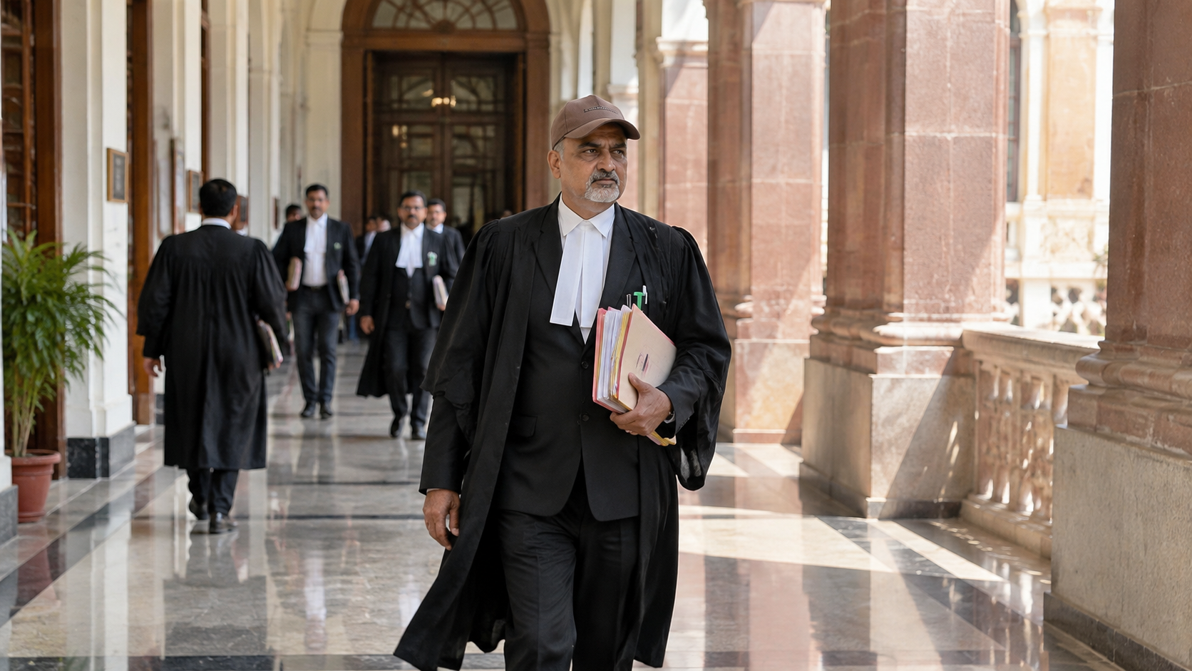 Advocate at the court entrance